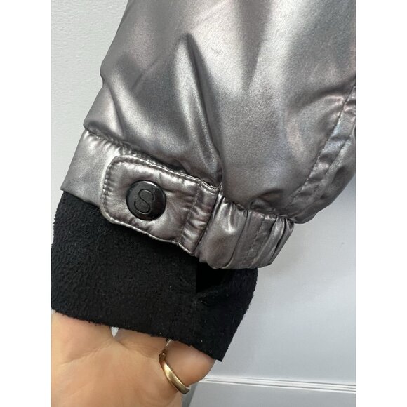 S13 Kylie Metallic Duck Down Feather Detachable Hooded Puffer Jacket Kids Sz 10 - Picture 12 of 15
